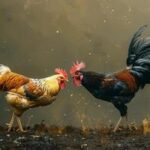 ai-generated-two-roosters-fighting-in-the-farm-photo